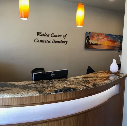 Reception desk for Dr. Olson's Wailea Dental Office