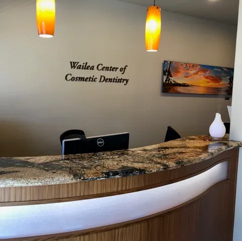 Reception desk for Dr. Olson's Wailea Dental Office